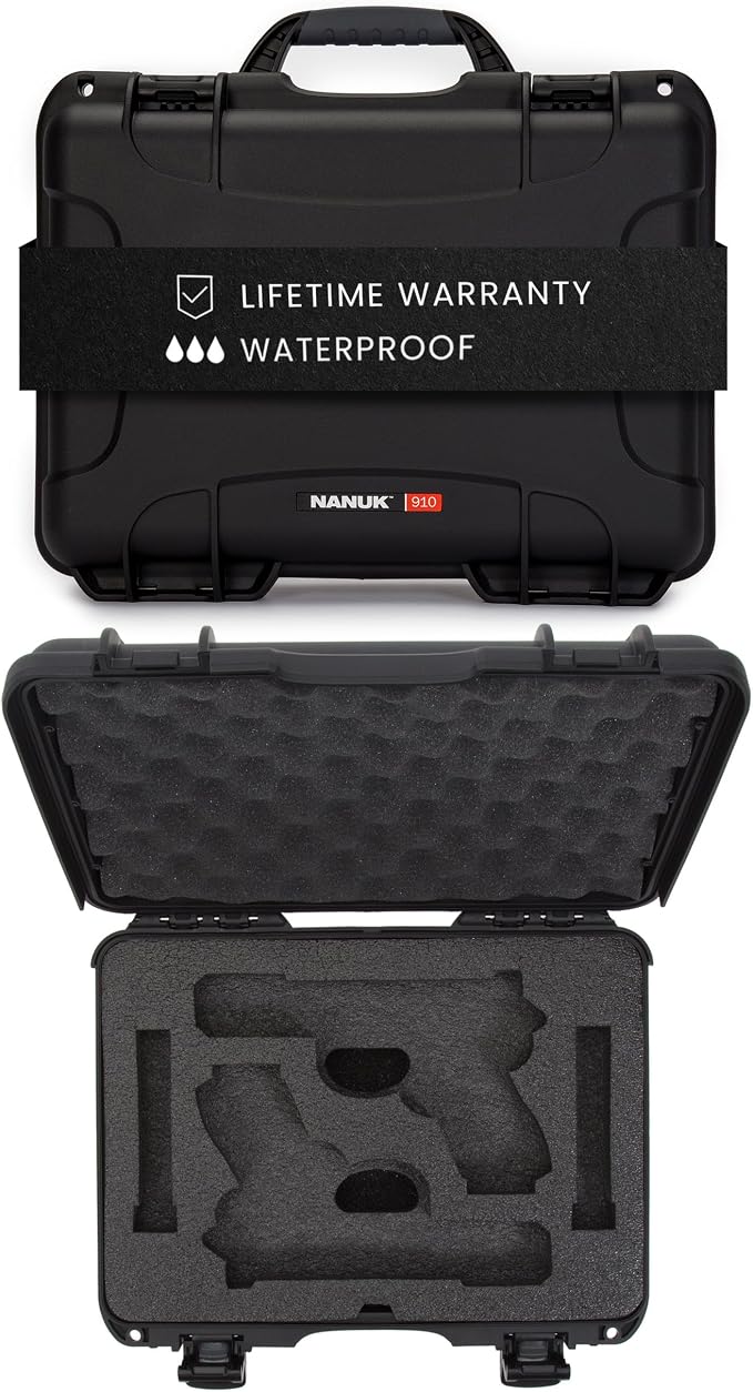 NANUK Hard Case with Custom Foam Insert for Glock, IP67 Waterproof & Crushproof, Rugged Construction for Ultimate Protection, Made in Canada