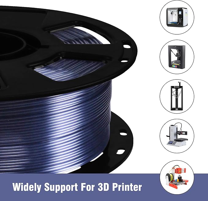 1.75mm Silk Pearlescent Shiny Black PLA Filament, 1kg 2.2lbs 3D Printing Material, Widely Support for FDM 3D Printer, Pack with Extra Filament Sample by BBLIFE