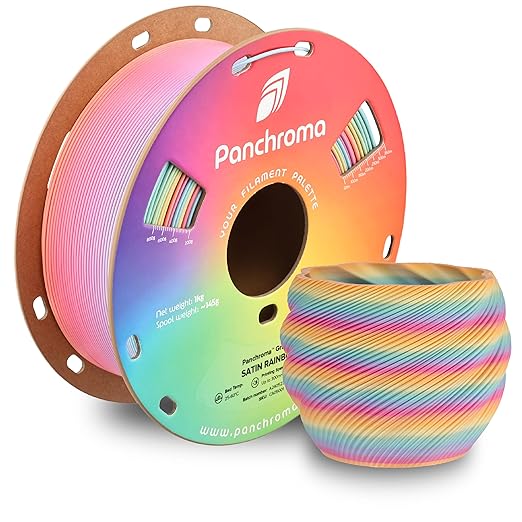 Polymaker Panchroma Satin PLA Filament 1.75mm for 3D Printing, 1kg, Rainbow | Neatly Wound, Semi-Matte PLA, Easy Print & Smooth Feeding, Compatible with Bambu Lab & Most 3D Printers