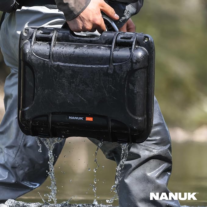 NANUK 915 Hard Case with Cubed Foam – Compact Waterproof Travel Camera Hard Case with Padded Dividers, 13.8” x 9.3” x 6.2” – Dustproof and Impact Resistant, Airline Carry-On Approved – Blue