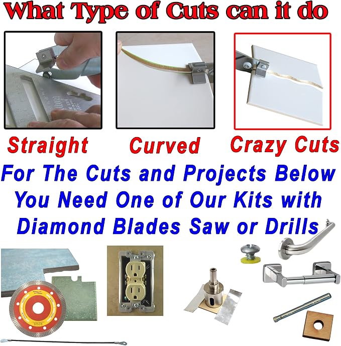 Tile Cutters Tile Tools Kit 2 Hand Tile Cutter 4 1/2 in Thin Diamond Grinder Blade for Corner Cuts Box Cut Outs in Porcelain Hacksaw Tile Blade For Notches in Ceramic Tile Diamond Drill Bits For Tiles