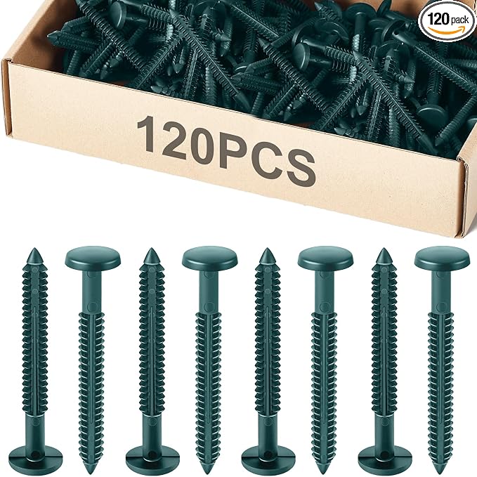 Blulu 120 Pcs 3 Inch Vinyl Shutter Fastener Window Panel Peg Lok Pin Pegs Screws Shutter Spikes Anchor (Forest Green)