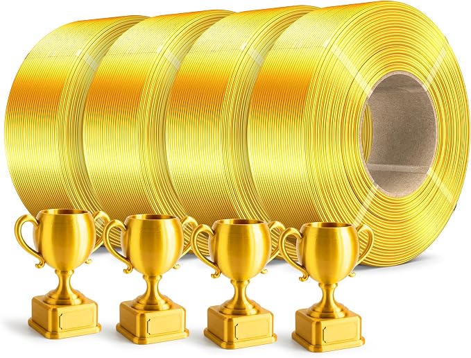 SUNLU Silk PLA Plus Filament Refill 1.75mm, 4KG,1KG/Roll, Light Gold*4 | Smooth Silky Surface, Silk Filament Bundle, No Spool, Compatible with Bambu Lab 3D Printers