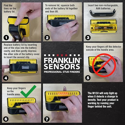 Franklin Sensors ProSensor M150/X990 Stud Finder with Live Wire Detection and 9-Sensors, Wood & Metal Stud Detector/Wall Scanner, Made in The USA