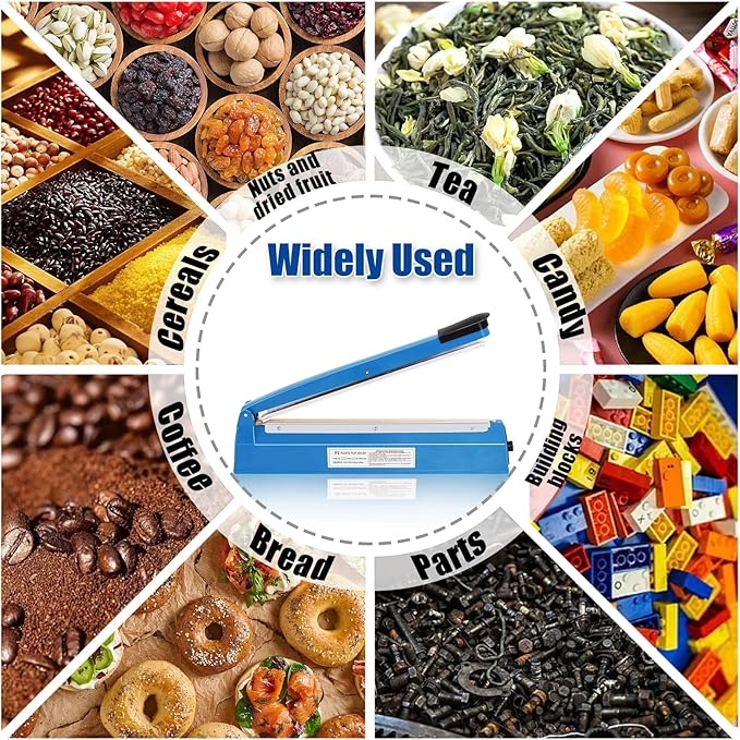 16 Inch Impulse Heat Sealer Machine for Plastic Bags PE PP Bags and Kraft Paper Bag, Cookie Bag Sealer, Manual Poly Bag Hot Seal Sealing Machine with Extra Replace Element Grip
