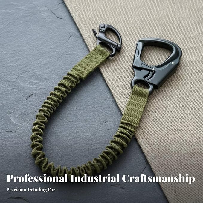 kowaku Fall Protection Lanyard Helo Lanyard Multi Use Professional Climbing Lanyard Elastic Bungee for Roofing Mountaineering, Green