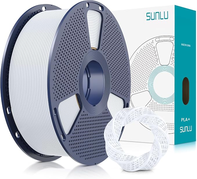 SUNLU 3D Printer Filament PLA Plus 1.75mm, Neatly Wound PLA Filament 1.75mm, PLA+ Filament for Most FDM 3D Printer, Dimensional Accuracy +/- 0.02 mm, 1 kg Spool(2.2lbs), Ceramic White
