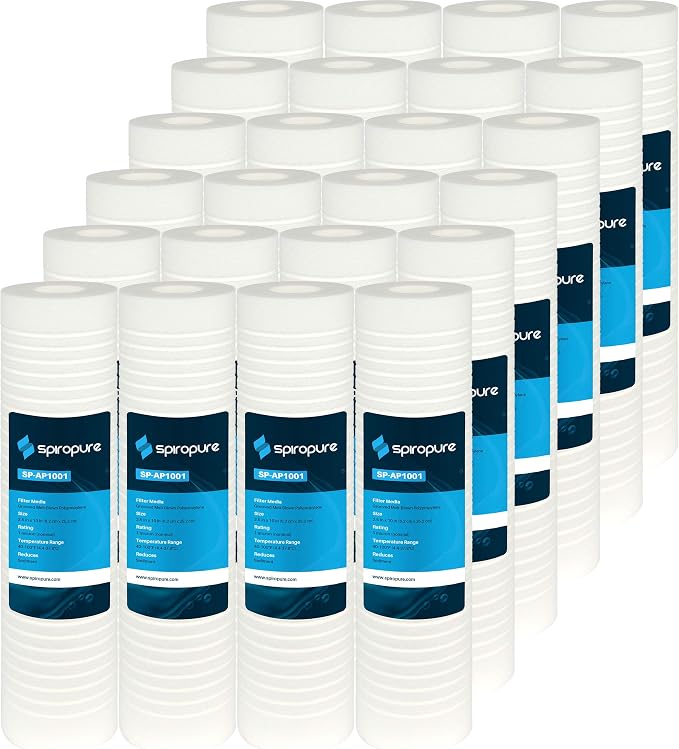 SpiroPure 10x2.5 1 Micron Sediment Water Filter SGC-25-1001 AP1001, 24 Pack