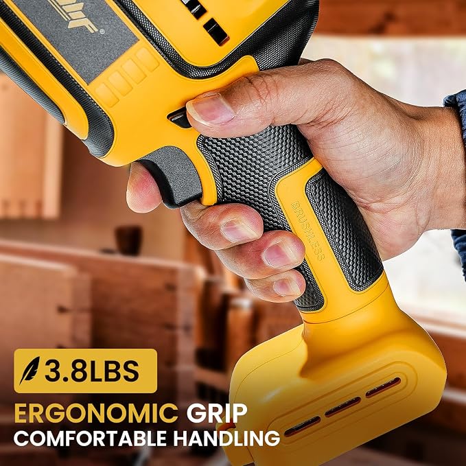 Brushless Reciprocating Saw Compatible with Dewalt 20V MAX Battery(Tool Only), 3,000 SPM One-Handed Cordless Sawzall, 1" Stroke Length, Pivoting Shoe, LED Light, Variable Speed for Wood/Meatl/PVC