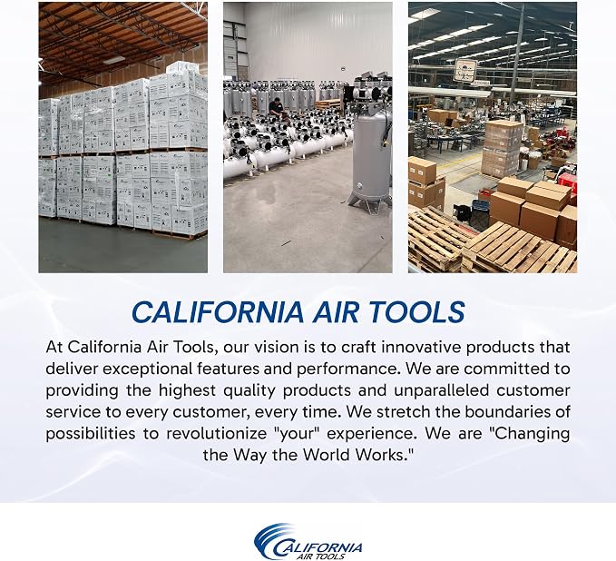 California Air Tools 2010ALFC 1.0 HP Ultra Quiet and Oil-Free Air Compressor, 2 Gallon Aluminum Tank, 60 dBA Noise Level, Industrial Series