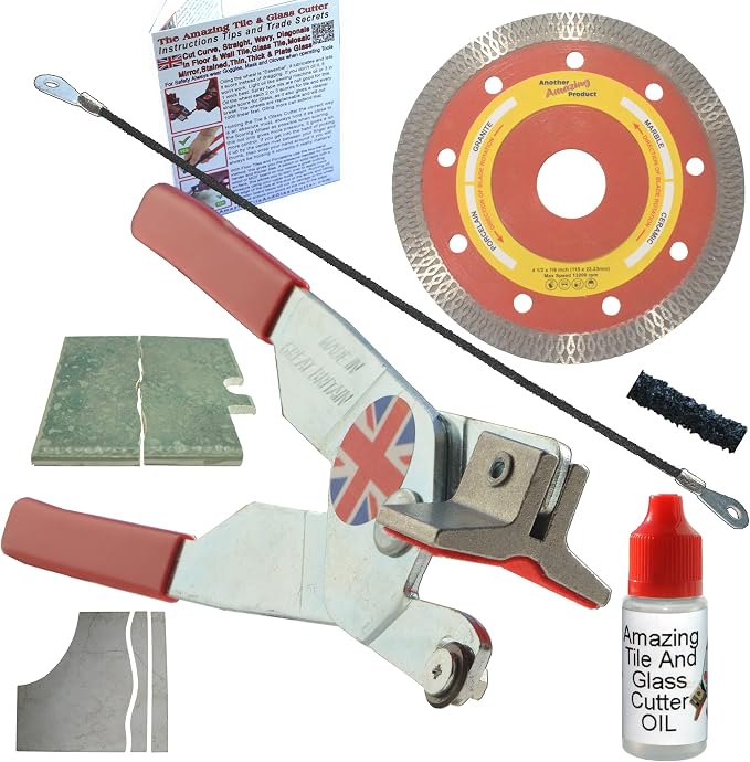 Tile Tools Kit 1 Left Handed Tile Cutter Hand Tool 4 1/2 in Thin Diamond Grinder Tile Saw Blade for Corner Cutsand Box Cut Outs in Porcelain Carbide Hacksaw Tile Blade For Notches in Ceramic Wall Tile