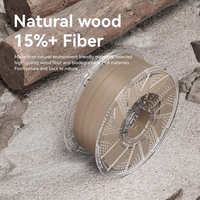 Chitu Systems Conjure Wood PLA Filament White Oak, Real Wood Fibers Filled, Using Reusable Spool Compatible with Bambu Lab Refill Filament,1.75mm+/- 0.02mm 1kg Spool(2.2lbs)