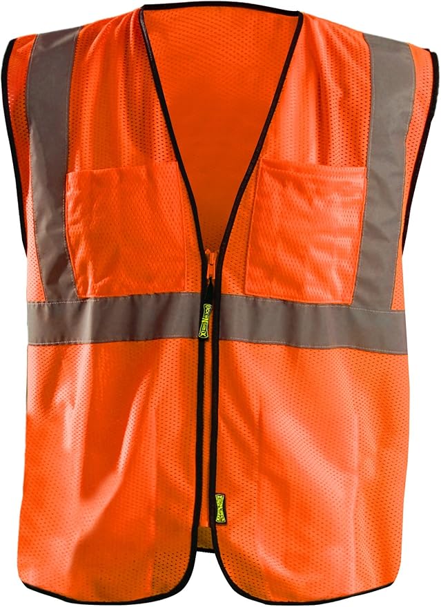 OccuNomix ANSI/ISEA 107-2020 Class 2 Type R Mesh Surveyor Vest - Reflective Safety Vest with Pockets, Dual Sizes (S/M-4X/5X)