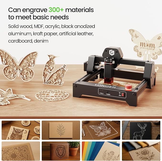 LONGER RAY5 Laser Engraver 3500mW High Precision 0.04 * 0.04mm Mini Laser Cutter and Engraving Machine 130x140mm Working Area for Wood Metal Acrylic Glass