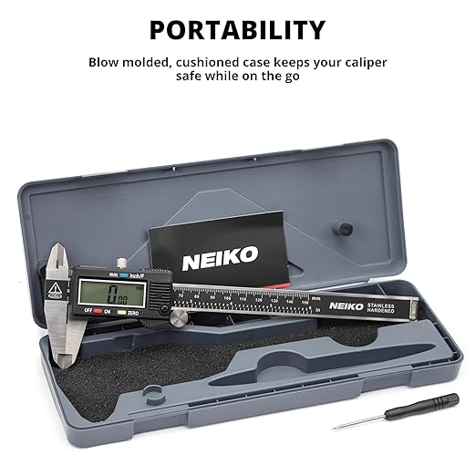 NEIKO 01407A Electronic Digital Caliper Measuring Tool, 0 to 152 Mm, Stainless Steel Construction with Large LCD Screen, Quick Change Button for Inch Fraction Millimeter Conversions, 1 Count