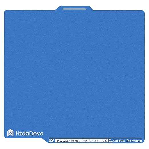 HzdaDeve Upgraded Cool Plate for Lab X2D/P2S/P1P/P1S/A1/X1C Low Temperature Cold Build Plate 257.5x257.5MM Double Sided Textured Board Sheet Bed PEI Platform for Bambu Lab Printer (No Heating/No Glue)