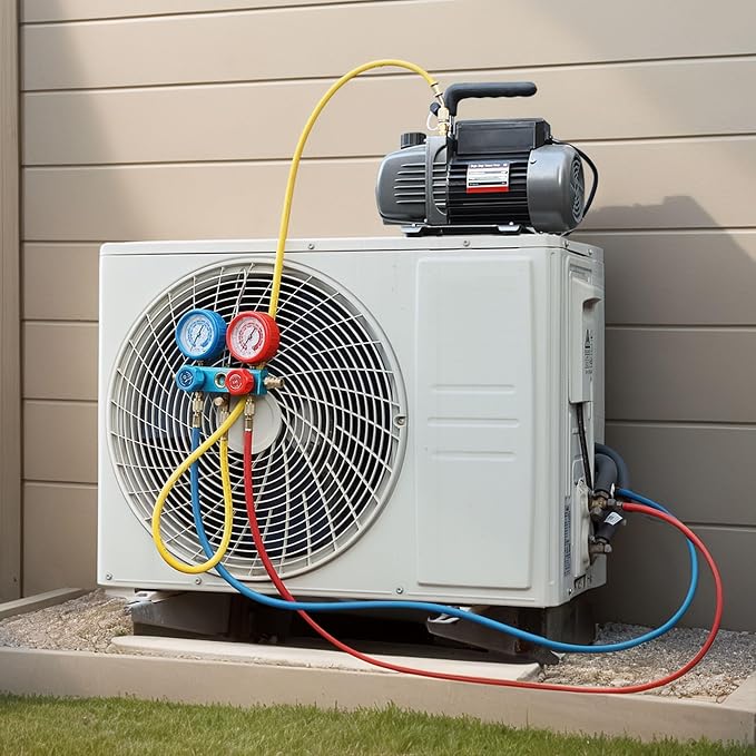 XtremepowerUS 1/3HP 1-Stage Vane Vacuum Pump (4.5 CFM) Manifold Gauge Air Conditioner Refrigeration HVAC Air AC A/C R410a R134 for HVAC Air Conditioning Refrigeration Recharging