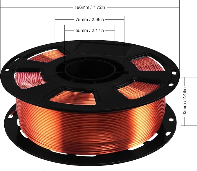 Silk Shiny Metallic Copper PLA Filament, 1kg 2.2lbs 1.75mm 3D Printing Material, Widely Support for FDM 3D Printer, Easy to 3D Print by BBLIFE