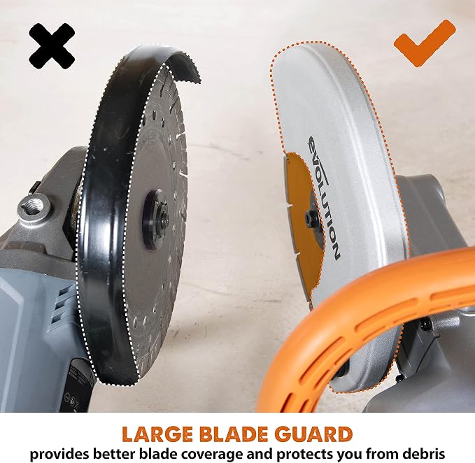 Evolution R255DCT | 10 in. Electric Concrete Saw | Premium Diamond Blade Included | 15A Motor | 4-1/16" Cut Depth | No Gas, No Fumes | Disc Cutter / Power Cutter / Cut-Off Saw | Brick & Masonry