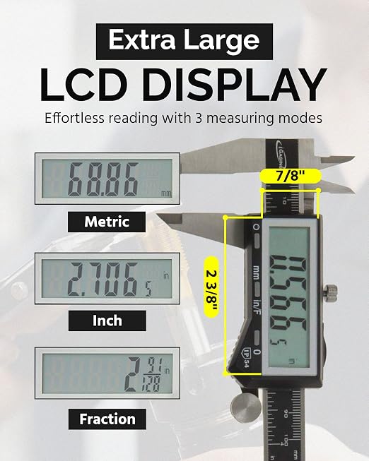 iGaging Premium IP54 0-4" EZ CAL Fractional Digital Caliper