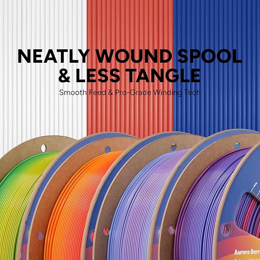 OVERTURE 4KG Bundle Rainbow PLA Filament 1.75mm, Neatly Wound 3D Printer Filament 4 Pack 1kg Spool (2.2lbs), Fit Most FDM 3D Printers (4 Ranbiow Color)
