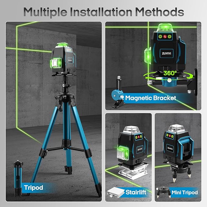 Laser Level with Tripod for Makita 18V Battery (NOT Included), 4x360° Self Leveling, Green 16 Lines 4D Laser Leveler Measuring Tool for Construction, Home Renovation, Picture Hanging