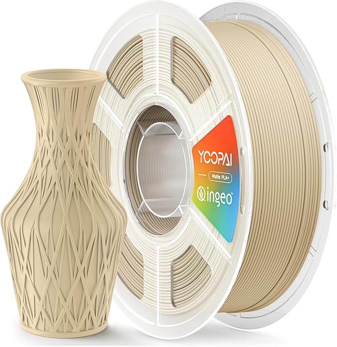 YOOPAI PLA+ Matte Filament 1.75mm, Made with USA Material, Soft Matte Finish, Reduced Layer Lines, 1KG (2.2lbs) 3D Printer Filament, Dimensional Accuracy +/- 0.02 mm, Desert Tan