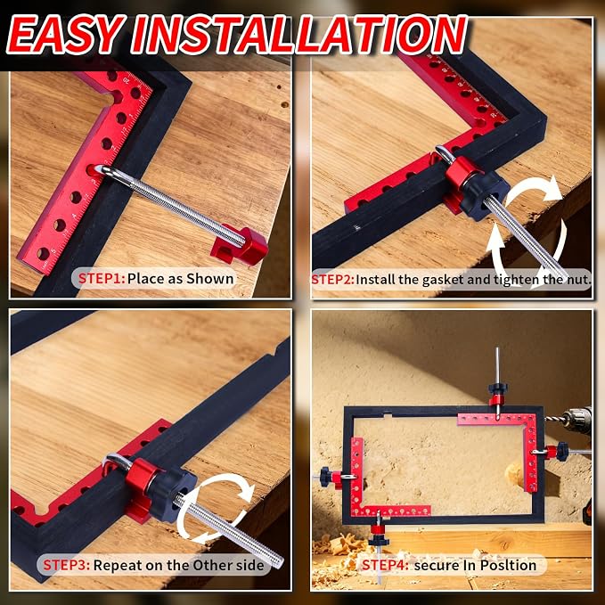 Corner Clamps for Woodworking, 4PCS 90 Degree Right Angle Clamps with Storage Box, 4PCS 5.5" Aluminum Alloy Positioning Squares Woodworking Tools for Cabinets, Frames, Drawers