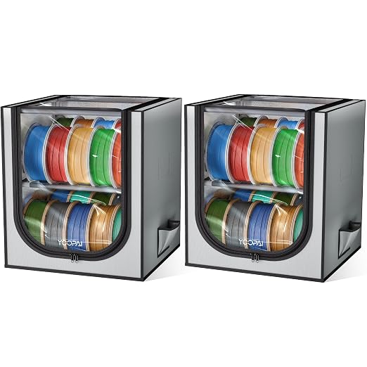 YOOPAI 3D Printer Filament Storage Box – 2 Tier Filament Storage Rack with Fabric Cover, Holds Up to 48 Rolls 1KG – 3D Filament Storage Organizer for Home, Workshop & Studio(20 Roll*2)