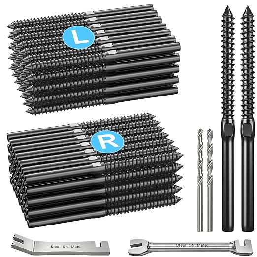 Steel DN Mate 100 Pack Black T316 Stainless Steel Left&Right Handed Thread Swage Lag Screws for Wood Post of 1/8" Black Cable Railing Kit, Deck Stair Railing, DIY Baluster kit, Wrench Included DM45