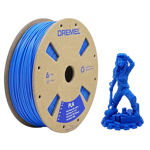 Dremel DigiLab PLA-BLU-01 3D Printer Filament, 1.75 mm Diameter, 0.75 kg Spool Weight, Color Blue, RFID Enabled, new Formula and 50 Percent More per Spool