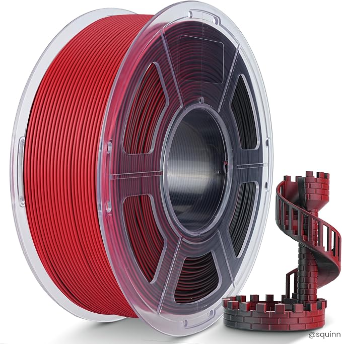 TECBEARS Dual Color PLA Filament 1.75mm, Matte PLA 3D Printer Filament, Dimensional Accuracy +/- 0.02 mm, 1KG Spool(2.2 lbs),PLA Matte Filament (Black Red)