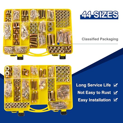 791pcs Nuts and Bolts Assortment Kit - Heavy Duty Grade 8.8 Metric M6 M8 M10 Bolt Set with Assorted Nuts and Washers, Yellow Zinc Plated, Length from 12-40mm