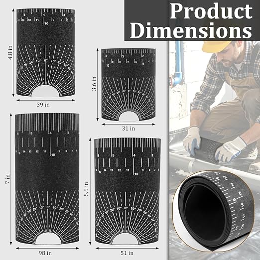 Flexible Pipe Measuring Tool – Bendable Ruler for Curved Surfaces, Hose & Pipe Measurement, Dual Scale Inches/cm, Flexible Ruler Set for Plumbing, HVAC, Automotive,1" to 41" Diameter Pipes, DIY (4)