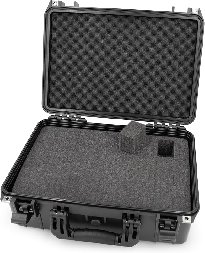 CASEMATIX 18" Waterproof Hard Case with Customizable Foam for Portable Electronics, Tools and Accessories - Hard Shell Plastic Case with Pre-Diced Travel Case Foam Interior