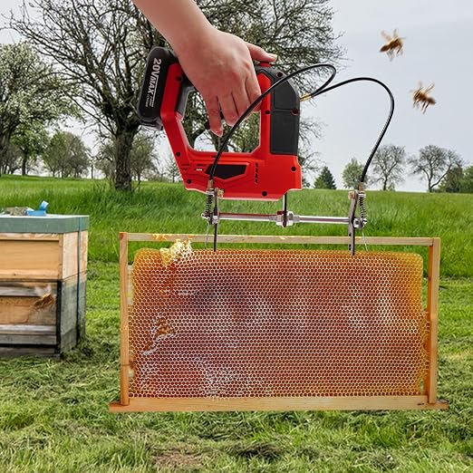Portable Electric Bee Remover, 4-Speed Handheld Beehive Frame Shaking Machine with 2 Batteries & Charger, Cordless Bee Shaker for Beekeepers | Premium stainless steel, plastic & iron build. Perfect for bee farms, apiaries, and beekeeping cooperatives.
