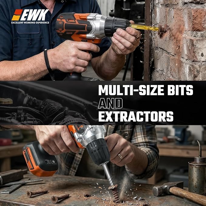 EWK 35-Piece Screw Extractor Set with Left-Hand Drill Bits, Spiral Screw Extractors, and Multi-Spline Removers for Stripped Screws, Broken Bolts, Rusted Fasteners, and Damaged Hex Heads