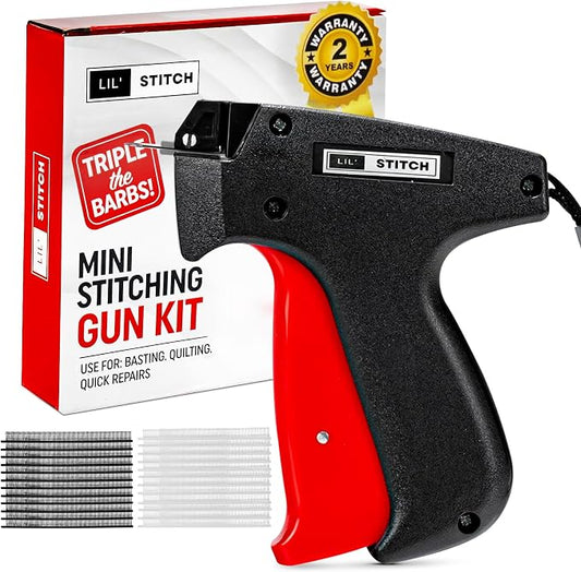 Perco Micro Stitching Gun Kit – Heavy-Duty Tagging Tool for Professional Use – Commercial-Grade Handheld Fastener Gun for Fabric Repairs & Craft Projects – Includes 1000 Black & 1000 White Fasteners