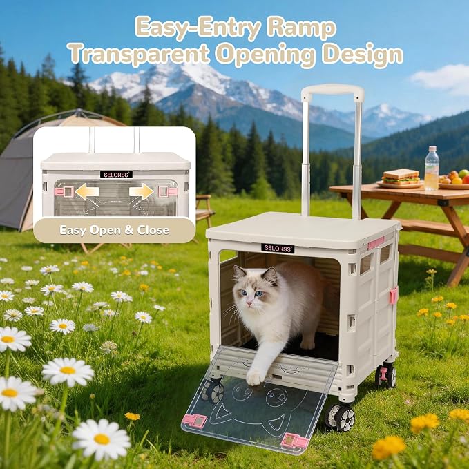 Pet Stroller, Dog & Cat Stroller for All-Season, Lightweight Foldable Carrier with 360° Front Wheels, Adjustable Handle, Breathable Hole Basket for Home Outdoor Travel Shopping (Grey)