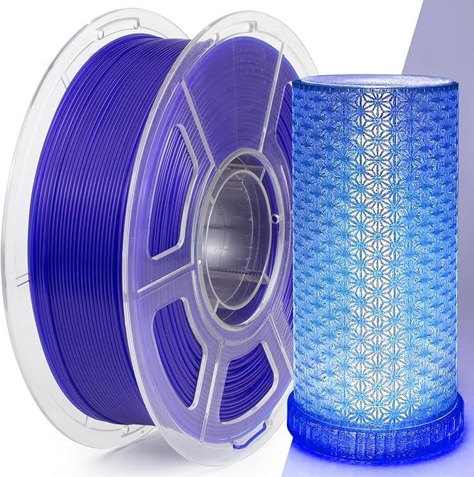 IEMAI Clear PLA Filament 1.75mm Blue 1kg, Glossy Transparent Finish 3D Printer Filament Up to 600mm/s High Speed Printing for Lampshades, Home Décor & Creative DIY