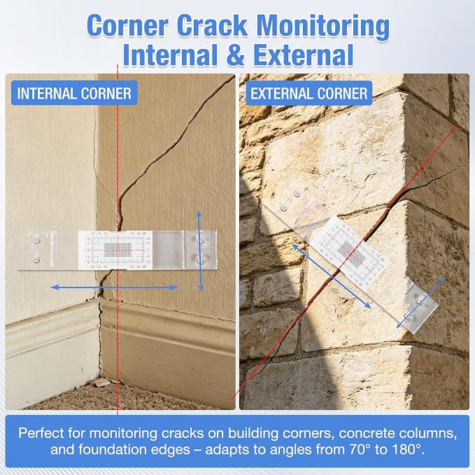 Concrete Crack Monitor, Crack Monitoring Record Standard Tell-Tale Crack Monitor for the Standard and Corner Tell-Tale (`1PC)
