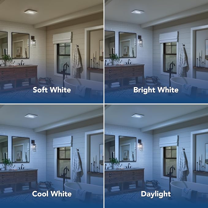 Broan-NuTone AER80CCTK CleanCover Bath Fan, 80 CFM, 0.7 Sone, with Selectable CCT LED Light, Energy Star, White
