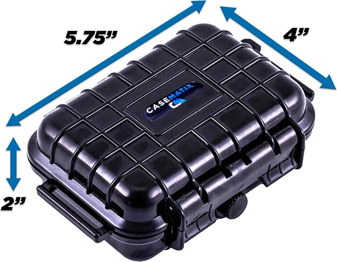 CASEMATIX 5.75" Waterproof Small Hard Case with Customizable Foam for Portable Electronics, Tools and Accessories - Hard Shell Small Plastic Case with Pre-Diced Travel Case Foam Interior