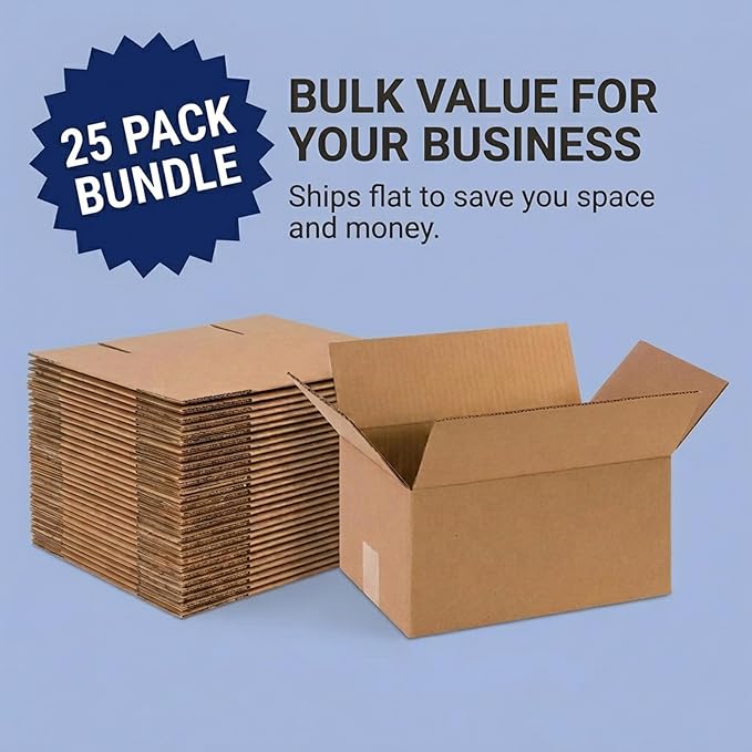 BOX USA Small Shipping Boxes 12"L x 8"W x 6"H (25-Pack) - Corrugated Cardboard Box for Moving, Mailing, Packing, Packaging and Storage
