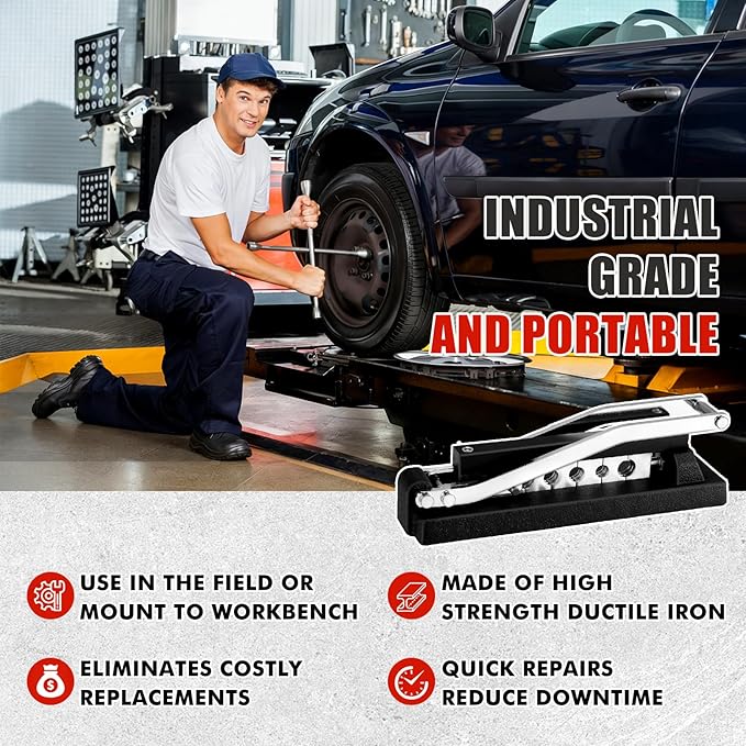 Heavy Duty Bench Hose Crimper Tool - Professional Grade Manual Crimper for 1/4", 5/16", 3/8" Air, PVC & Rubber Hoses, Mountable Workbench Repair Tool