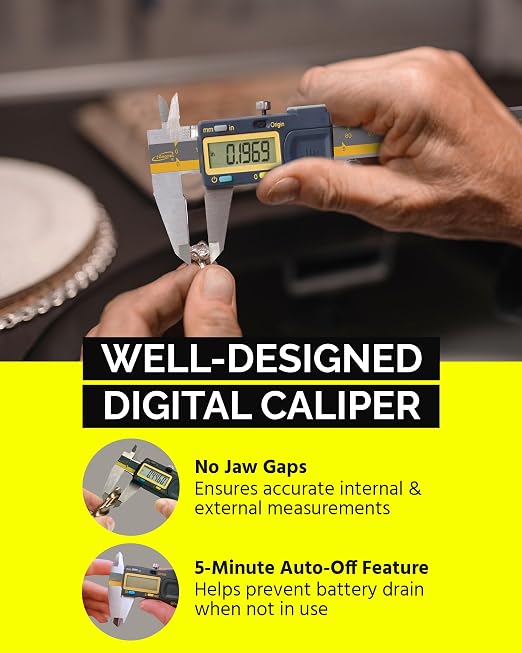 iGAGING Absolute Origin 0-12" Digital Caliper, IP54 Stainless Steel, SPC/USB Output Port, Inch & Metric Modes, Case, Manual, Battery