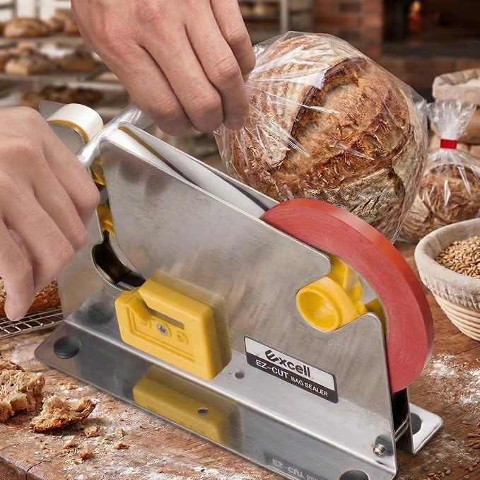 ICO by Excell Tape Bag Sealer, Bag Taper with Integrated Trimmer & Stabilizer, Heavy Duty for Meat Packaging, Bakeries & Cold Storage, 0.5" Wide with 3" Core