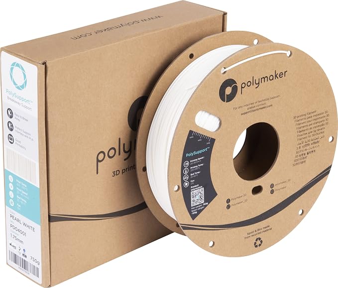 Polymaker Break Away Support Material for 1.75mm PLA Filament, 0.75kg Spool - PolySupport 3D Printer Support Filament Easy Support Removal