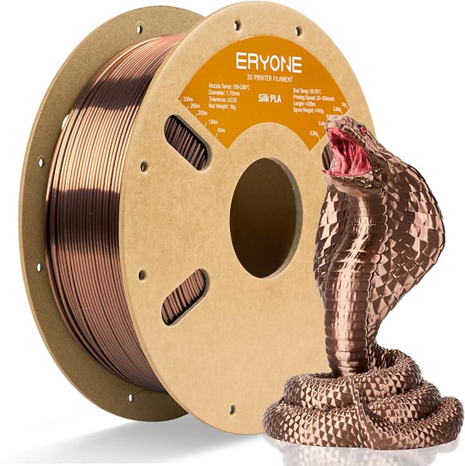 ERYONE Silk PLA Filament for 3D Printer 1.75mm +/- 0.03mm, Shiny Filament 1kg (2.1lbs)/Spool, Mocha Brown
