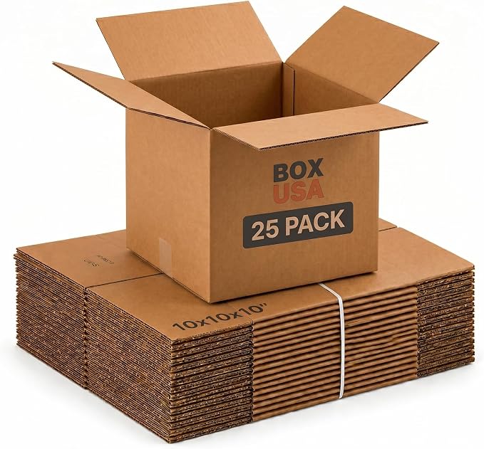 BOX USA Cube Shipping Boxes 12"L x 12"W x 12"H (25-Pack) - Corrugated Cardboard Box for Moving, Mailing, Packing, Packaging and Storage